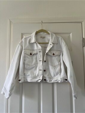 Madewell White Cropped Denim Jacket